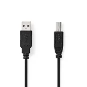 Nedis USB kabel | USB 2.0 | USB-A moški | USB-B moški | 10 W | 480 Mbps | Ponikljano | 2,00 m | Okrogla | PVC | Črna | Oznaka