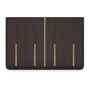 Casa Padrino luxury bedroom cabinet black/beige/brass 350 x 60 x H. 238 cm - Solid wood wardrobe with 8 doors - Bedroom furniture - Hotel furniture - Luxury furniture