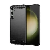 shumee Karbonski ovitek Fleksibilen silikonski ovitek za Samsung Galaxy S24+ - črn