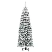 Northio 180 cm Snowy Pencil božično drevo s kovinskim stojalom