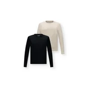 JACK & JONES Pulover JJEBASIC kremna/črna