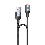 USB-A v USB-C pleten polnilni in podatkovni kabel Yesido CA183 60W in 480MBps - 2m - črn