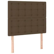 Vidaxl Vzglavje postelje temno rjavo 100x5x118/128 cm blago