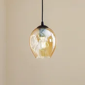 EMIBIG LIGHTING Stenska svetilka Starla z enim žarnico, stekleni senčnik v barvi jantar - Dnevna soba/jedilnica - Sodobni - črna, jantar - Steklo