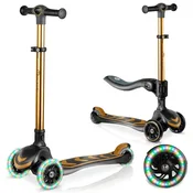 Nukido Flippo djecji romobil s 3 kotaca, sjedalom i LED kotacima, zlatni