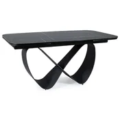 Casa Padrino luxury dining table black/matt black 160-240 x 95 x H. 76 cm - Extendable kitchen table with tempered glass ceramic table top - Dining room furniture - Luxury furniture