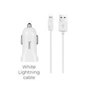 HOCO avtopolnilec Z2A 2,4 A s kablom 1m Lightning - bel