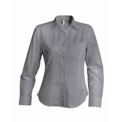 LADIES LONG-SLEEVED OXFORD SHIRT - Oxford Silver,L