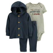 CARTERS Set 3-dijelni body cr. rukav, kardigan, trenirka Navy Adventure boy 6m