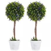 Homestar Set umetnih rastlin sivkina drevesa 60 cm zelena