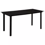 Vrtni blagovaonski stol crni 150 x 80 x 74 cm celik i staklo