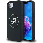 Originalen ovitek Karl Lagerfeld Double Heads MagSafe za iPhone 16e - črn