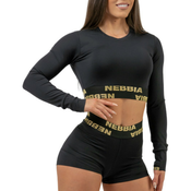 NEBBIA Womens crop top with long sleeves INTENSE Perform Gold/gold