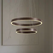 Lucande LED viseča svetilka Yonam, O 60 cm, 2-svetilna, rjava, CCT - Dnevna soba/jedilnica - Sodobni - kavno rjava, bela - Kovina
