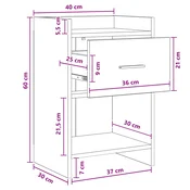vidaXL vidaXL Posteljne mize 2 pcs Črni hrast 40 x 30 x 60 cm Inženirski les, (5000247479)