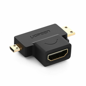Ugreen adapter Micro HDMI + Mini HDMI/HDMI, črna