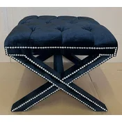 Casa Padrino luxury Neo Classic stool black/silver 56 x 54 x H. 46 cm - Living room stool - Vintage style cross stool - Living room furniture - Luxury furniture
