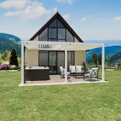 Bioklimatska pergola Antares — Stenska/3.6 x 5.3/Bela/Ročni