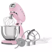 SMEG SMF05PKEU Kuhinjski mešalnik v roza barvi v slogu 50-ih let, 1000 W, 4,8 za litrska posoda mešanje in dodatki.