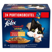 Felix Fantastic Duo mokra mačja hrana v aspiku – govedina, piščanec, jagnjetina, puran 4 x (24 x 85 g)