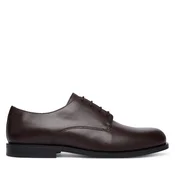 Nizki čevlji Calvin Klein Ess Rubber Derby Lth HM0HM02056 Temno rjava