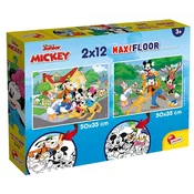 Miki Miška 2 v 1, 2x12-delni maxi puzzle in pobarvanka - Lisciani