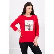 Blouse with Paradise red print