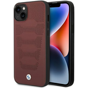 Bmw Etui BMW Leather Seats Pattern na iPhone 14 - burgundowe