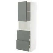 METOD / MAXIMERA Vis.elem.mikrotal. s vratima/2fioke, bela/Nickebo mat sivozelena, 60x60x200 cm