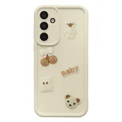 AVIZAR Ovitek za Galaxy A36 s 3D Kawaii Medvedki in Dvignjenim Robom, Bež, (5000275466)