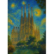 Plakat Barcelona v slogu Van Gogha 50x70 cm