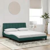 shumee vidaXL Posteljni okvir z vzglavjem temno zelen 160x200 cm žamet