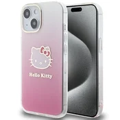 HELLO KITTY Ovitek za iPhone 15 Hello Kitty Pink trdi ovitek IML Gradient Galvansko prevleka