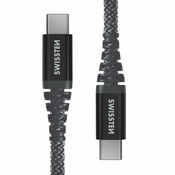 Kabel za punjenje i prijenos podataka Swissten Kevlar USB-C / USB-C 60 W - 1.5 m