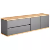 NISKA KOMODA  184/54/42 cm  grafitno siva, hrast artisan