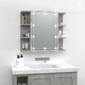 Ormaric s ogledalom i LED svjetlima boja betona 70x16,5x60 cm