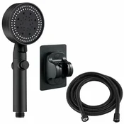 aptel Tuš ročka EKO inox črna 5 funkcij + cev 150cm in nosilec