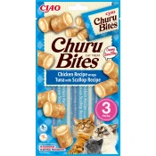 Churu Mačji priboljški Bites, 3 x 10 g - Piščančji zavitki s tuno in pokrovačami