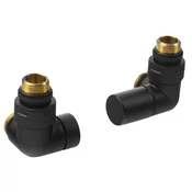 CORNER SIMPLY Garnitura ploskih sprednjih ventilov za radiatorje z brisačo, desna, črna mat - Črna mat barva - Sapho - 24 - 14