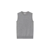 GOBI Cashmere Pleten brezrokavnik Womens Timeless Cashmere Crewneck Vest pegasto siva