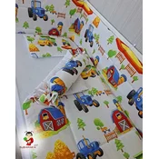 Bubamara037 Set posteljine za krevetac sa ravnom ogradicom Farma, Beli
