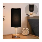 Brilagi - Namizna svetilka z USB-priključkom TABLON 1xE27/25W/230V hrast/bela/črna