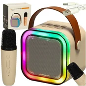 Luniks Otroški karaoke set Bluetooth – zvočnik in mikrofon z LED osvetlitvijo, bež