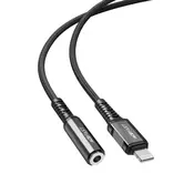 MFI Lightning u 3.5 mm audio (female) adapter Acefast Braided 18 cm - crni