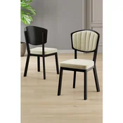 Hanah Home set trpezarijskih stolica Nape 4 kom, krem tkanina Babyface, crne metalne noge