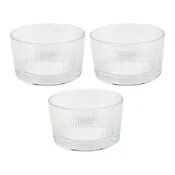 Set 3 okroglih steklenih skledic z rebrastim vzorcem, 150 mm, dolžina: 90 mm, širina: 90 mm