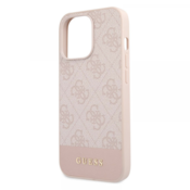 Maska Guess Hc PC/TPU 4G Pu Bottom Stripe za iPhone 15 Pro 6.1 roze