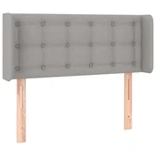 Vidaxl Vzglavje z ušesi svetlo sivo 83x16x78/88 cm blago