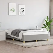 shumee vidaXL Posteljni okvir brez vzmetnice svetlo siv 140x190 cm oblazinjen s blagom