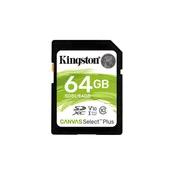 KINGSTON 64GB SDXC CANVAS Plus Class10 UHS-I 100MB/s bralna kartica Flash Gen3